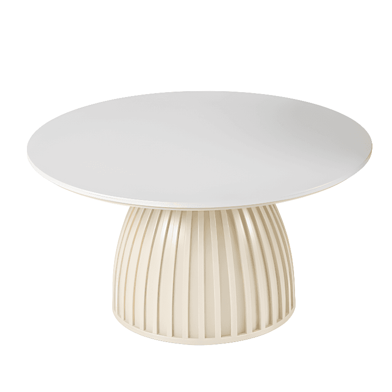 Scratch-repellent White Sintered Stone Rounded 1 Tier Single/Nested Side Table with Single Pedestal Base for Indoor Use
