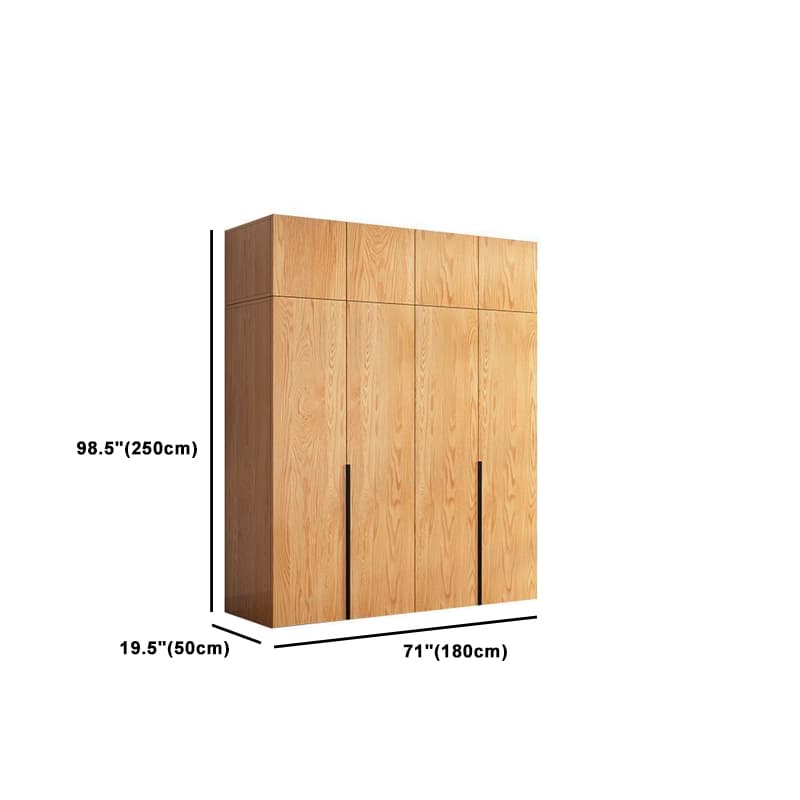 Natural Wood Freestanding Wardrobe Closet with Natural Doors - image 26