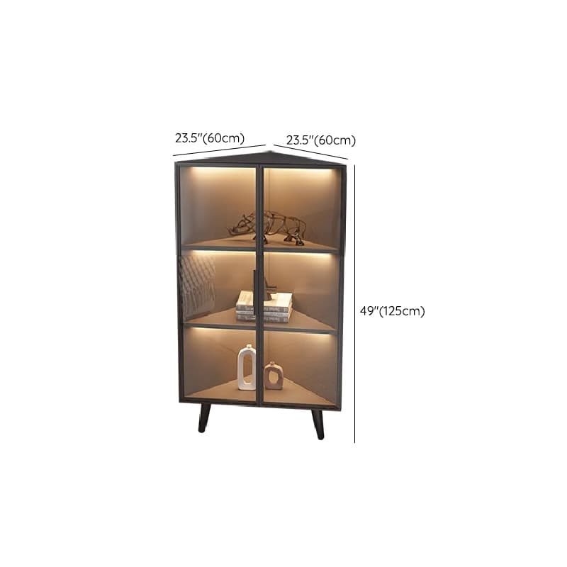 Dove Grey Scratch-immune Corner Accent Cabinet with Cabinet, Glass-panel Door, Adjustable Shelving and Handle Bars - image 17