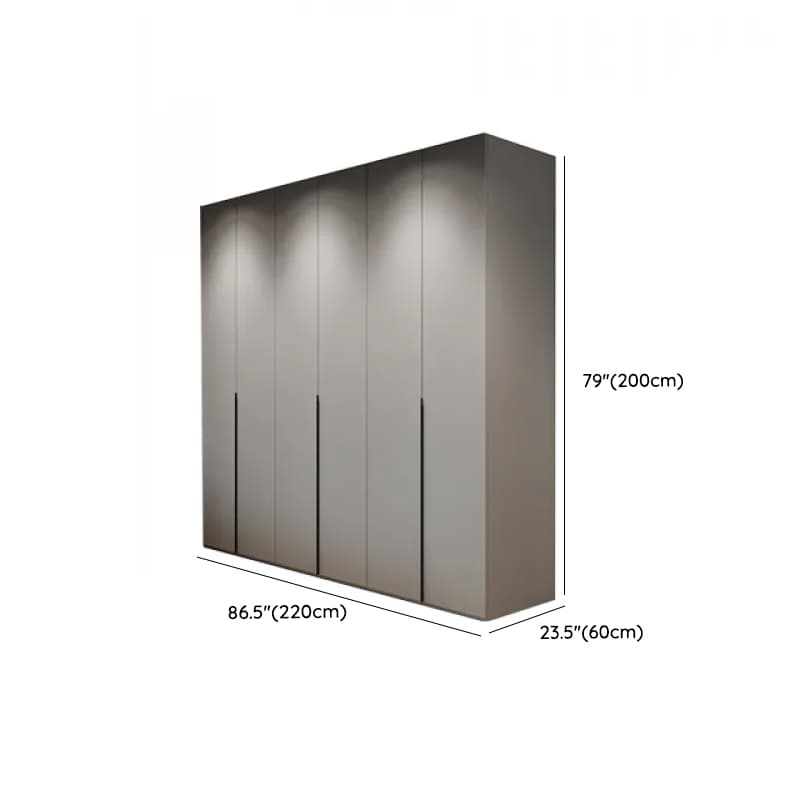 Dove Grey Minimalist Manufactured Wood Wardrobe Closet with Compartments, Soft Close Door, Interior Shelves, and Clothing Rod - image 15