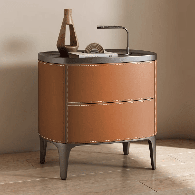 Contemporary 2 Tiers Drawer Storage Bedside Table with Real Wood Countertop - image 9