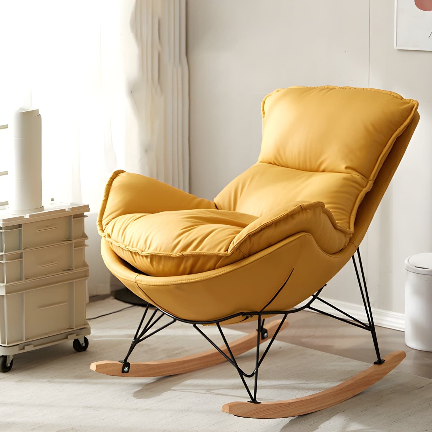 36" Wide Upholstered Removable Rocking Accent Chair with Light Legs - image 8