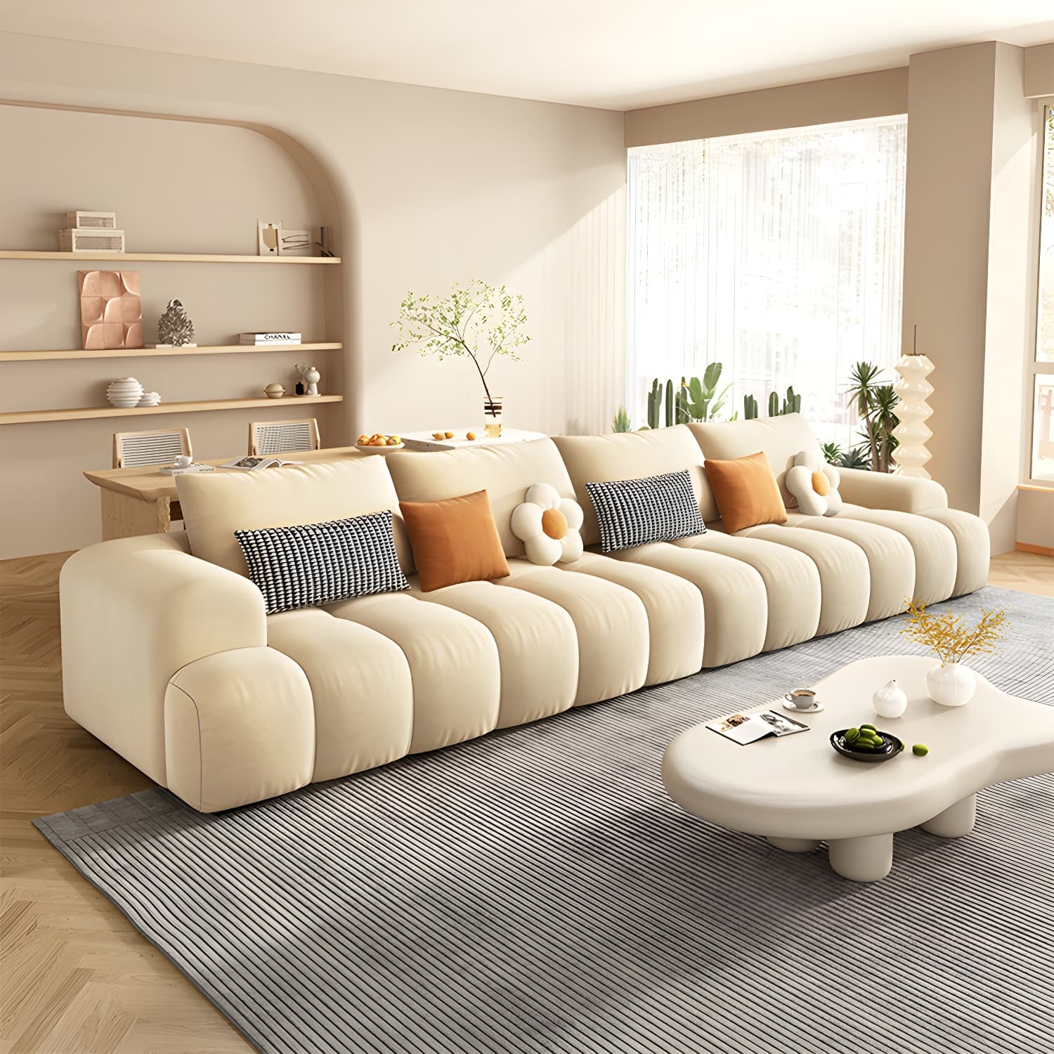 Modern Suede Sectional Sofa with Black Pine Wood Frame and Scratch Resistant Design - image 16