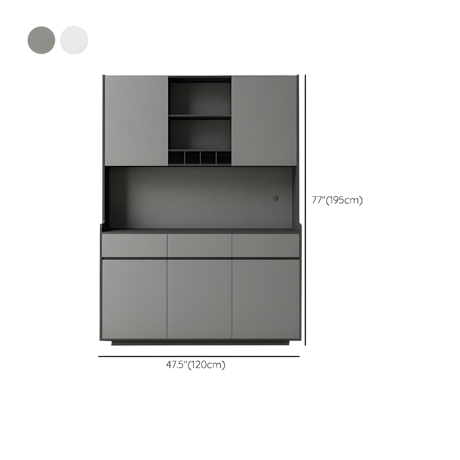 Five Doors Three Drawers Sideboard Glam Buffet Server for Living Room - image 16
