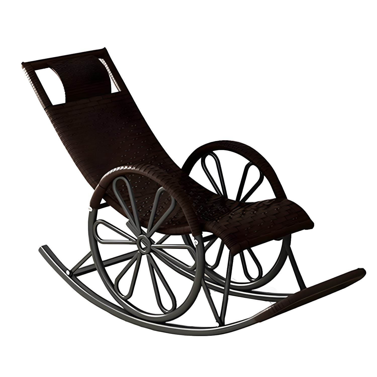 Rattan Modern Rocking Chair Woven Rope Rocker Chair in Black - image 11