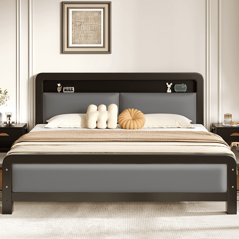Minimalist Solid Color Storage Bed with Iron Frame and Leg for Living Room - image 7