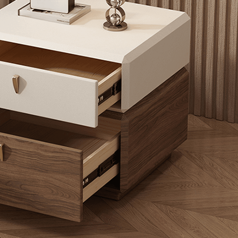 Organic Modern 2 Tiers Nightstand With Drawer Organization in Pleather - image 12