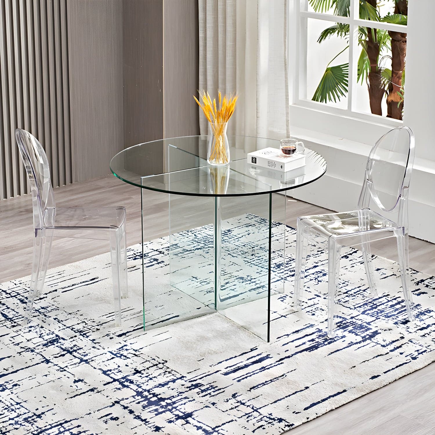 Modern Style Dinner Room Table Glass Dining Table for Home Use