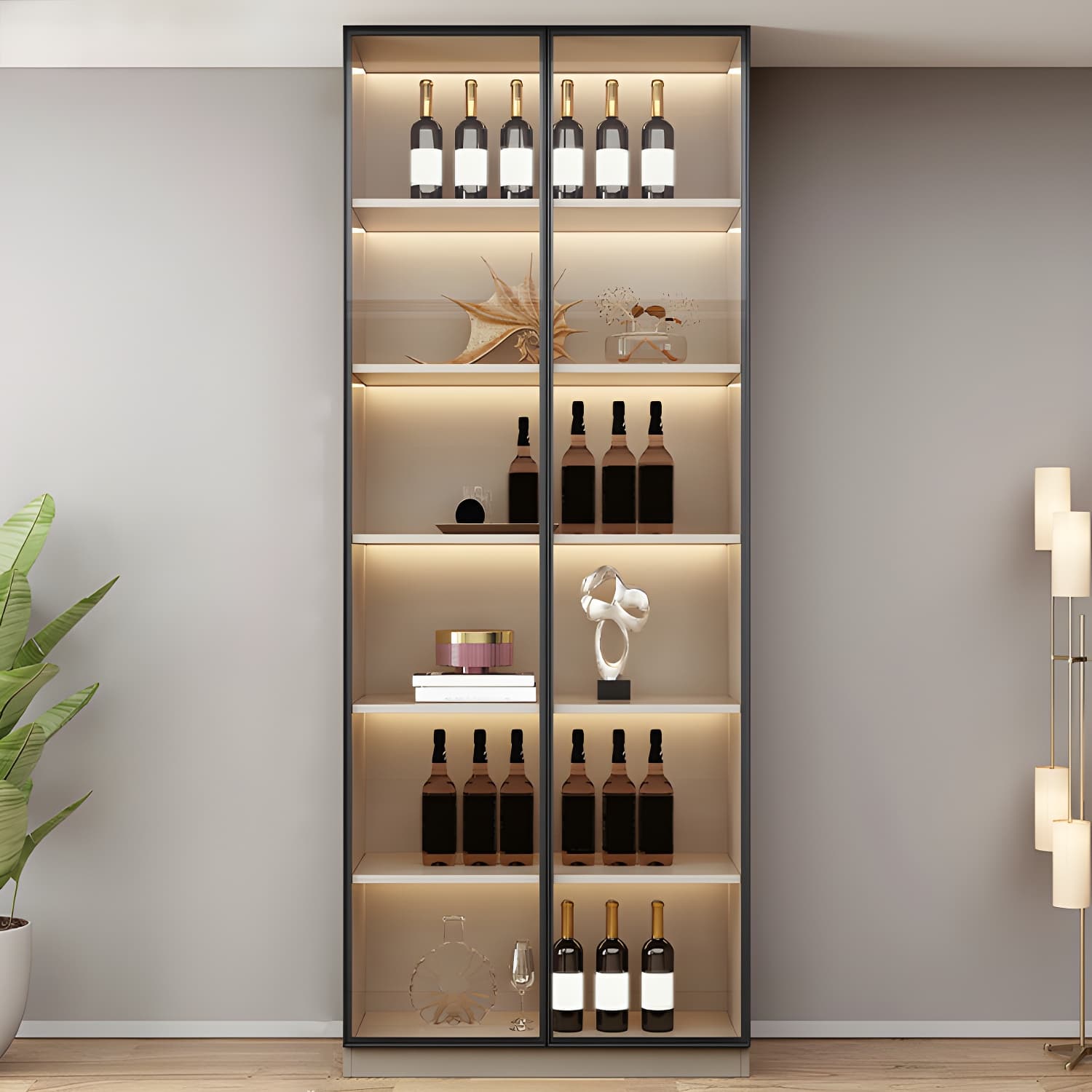 Modern Wood Cabinet with Glass Doors and Non-adjustable Shelves - image 4