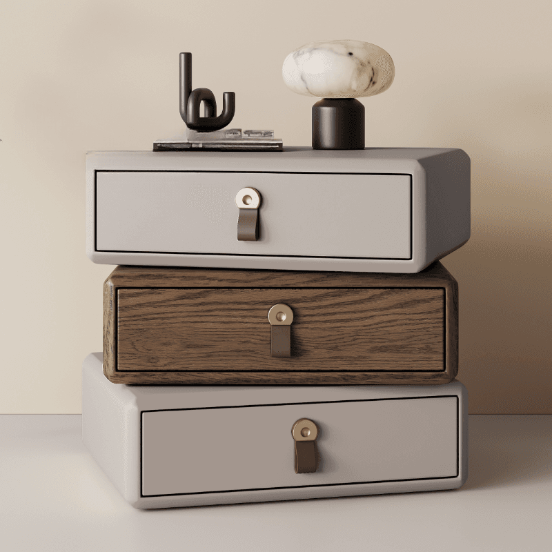 Organic Modern Nightstand With Drawer Organization Featuring 3 Drawers and Pleather Countertop - image 17