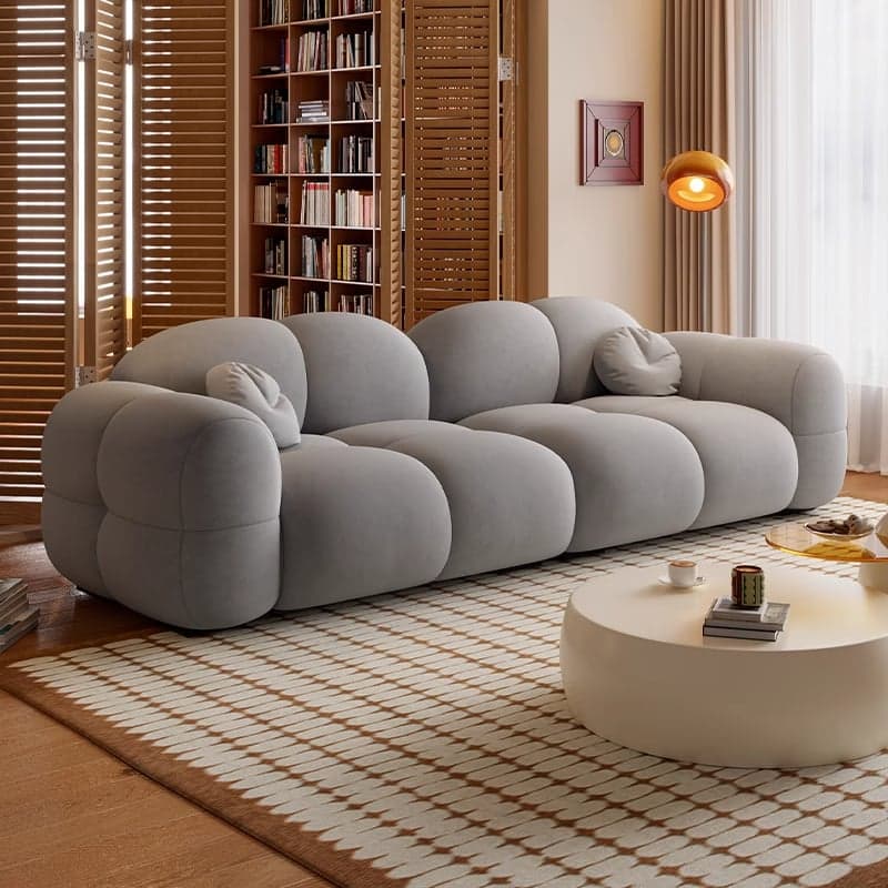 Trendy Solid Color Stain Resistant Loveseat in Light Gray/Olive Green/Beige for 2 People with 2 Pillows - image 7