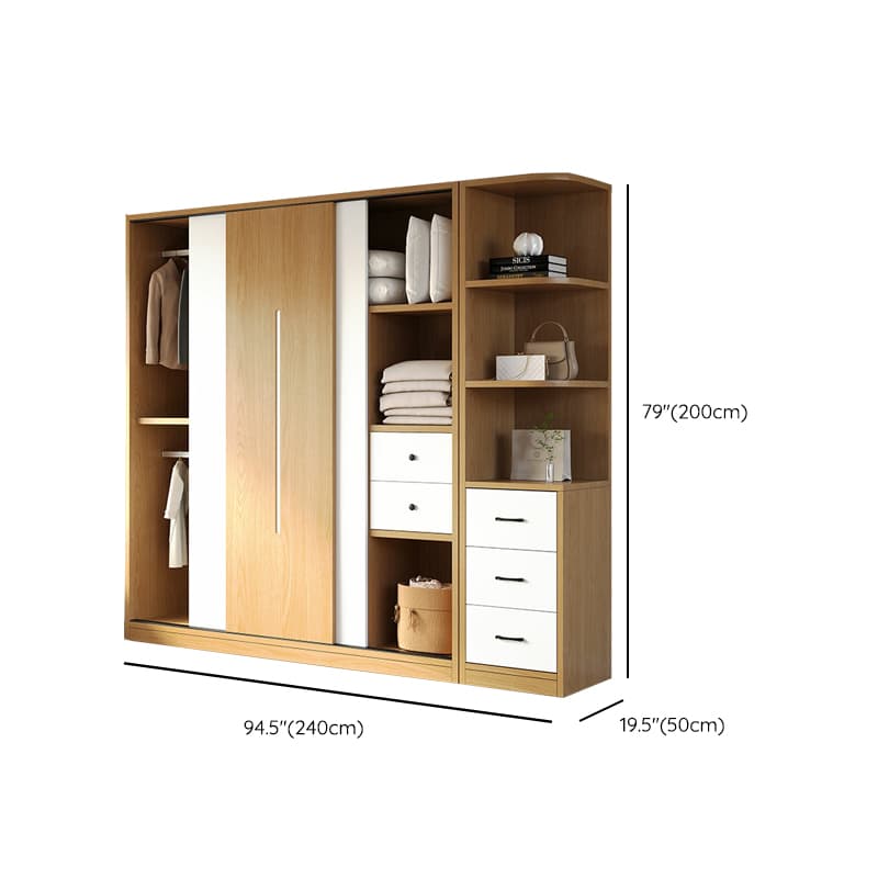 Natural Color Minimalist Cabinet Armoire with Soft Close Drawer, Soft Close Door & Interior Shelves - image 26