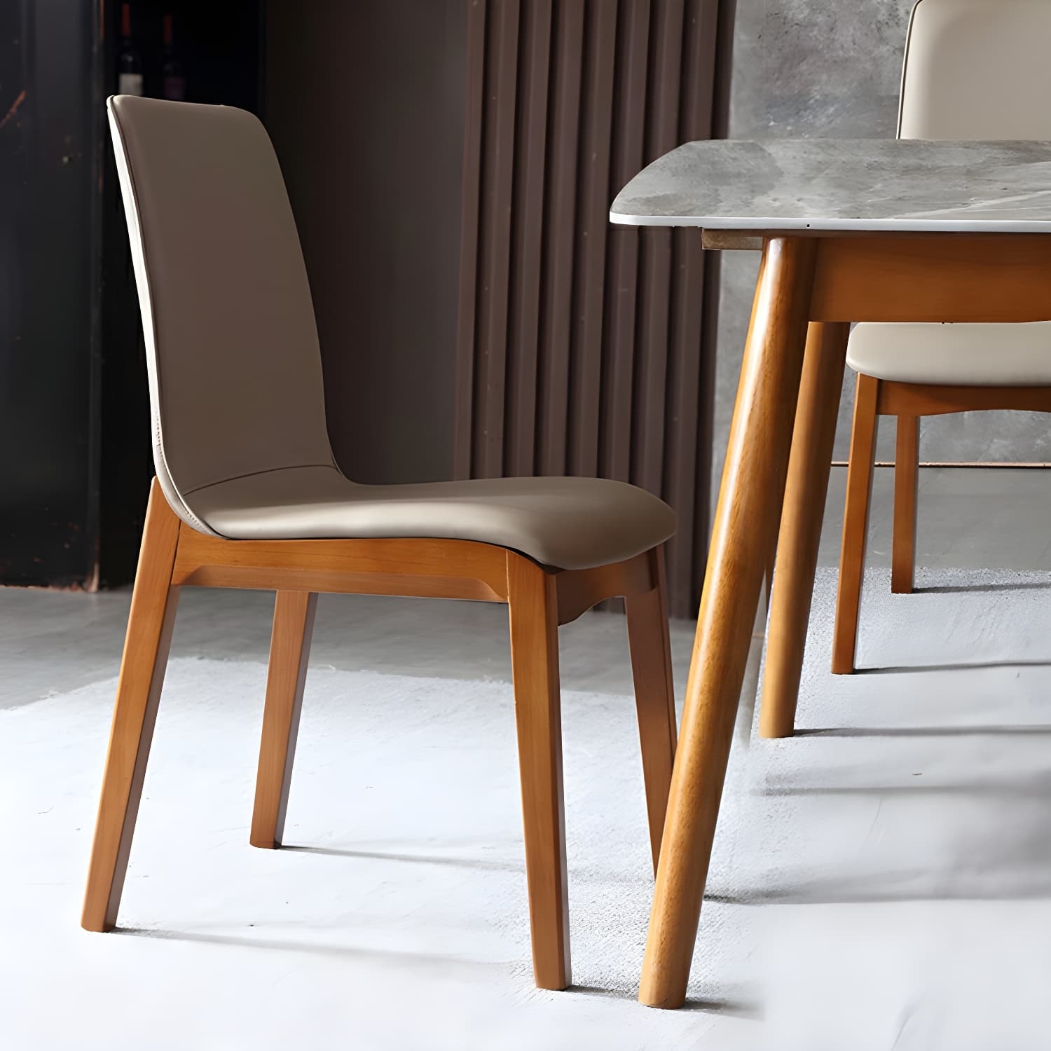 Modern Faux Leather Dining Chair with Solid Wood Legs for Dining Room - image 9
