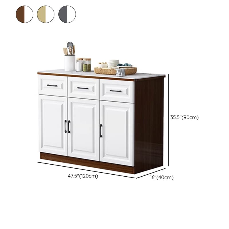 Natural Finish/Light Wood/Ashen Wood Floor Sideboard with Countertop and Kitchen Appliance Storage - image 15