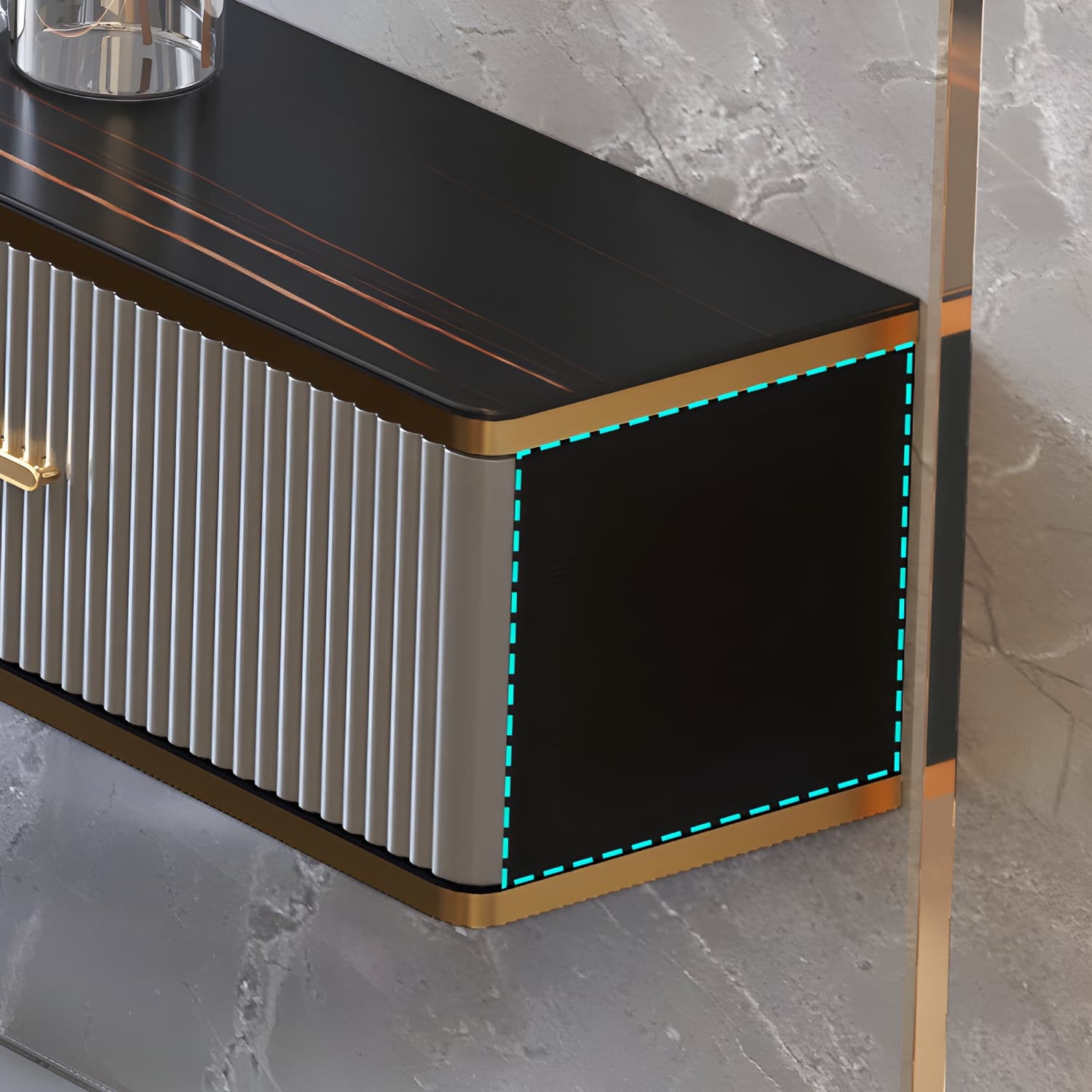 Glam Stone Wall-mounted TV Stand 2 Drawers and 1-Door TV Cabinet - image 10