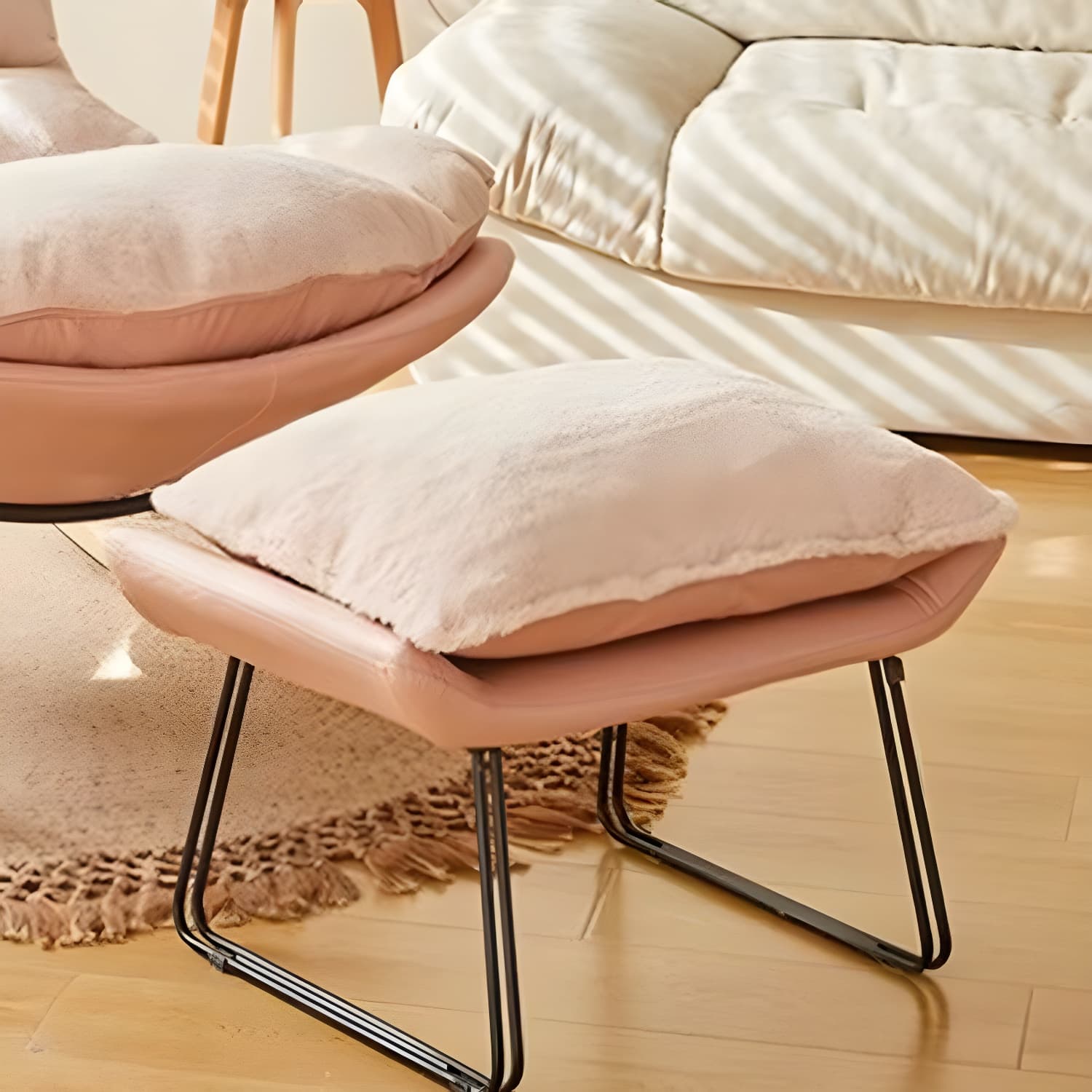 Stylish and Comfortable Modern Upholstered Rocking Chair with Natural Wood Legs - image 13