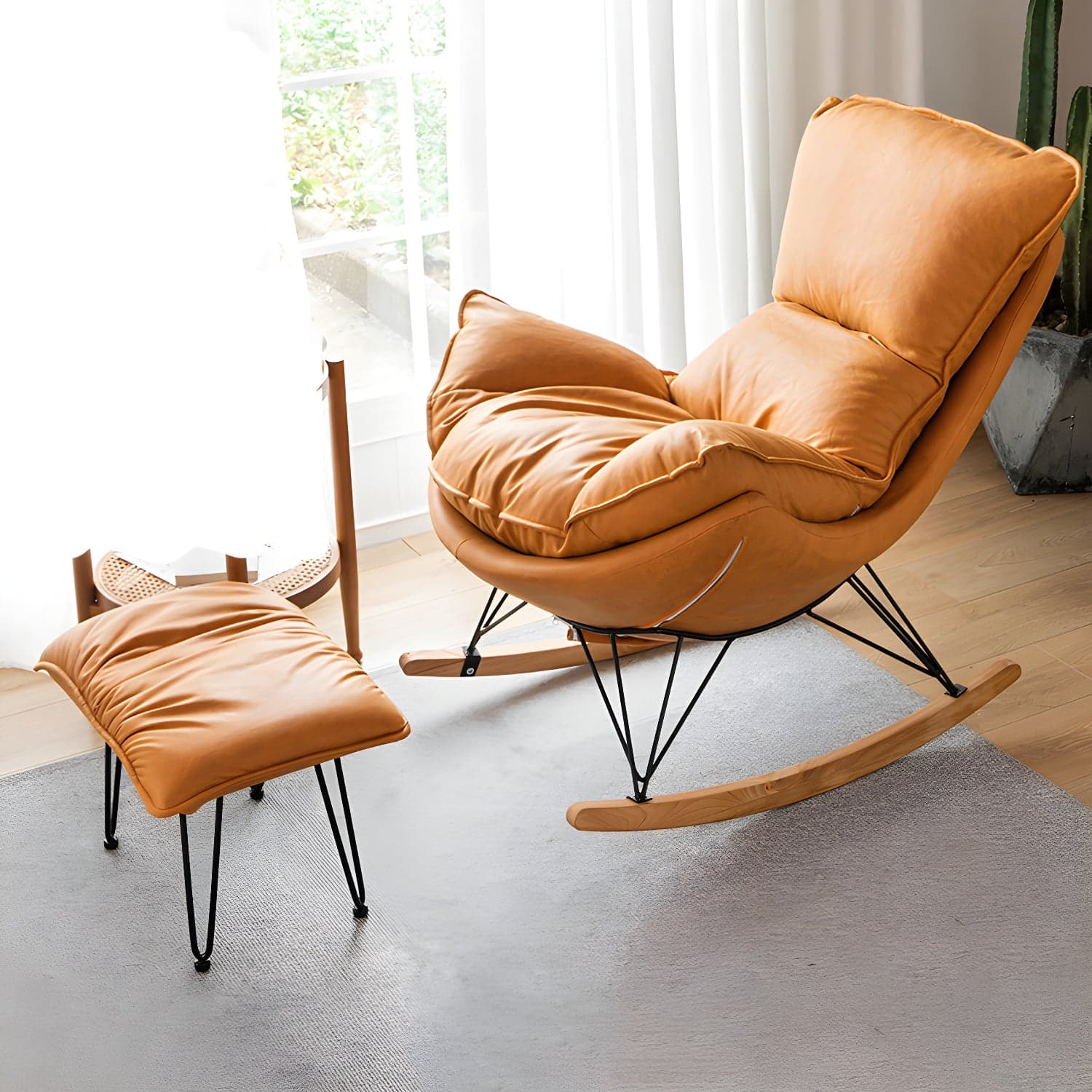 Modern Rocking Chair Solid Wood Rocker Chair with Light Legs - image 7