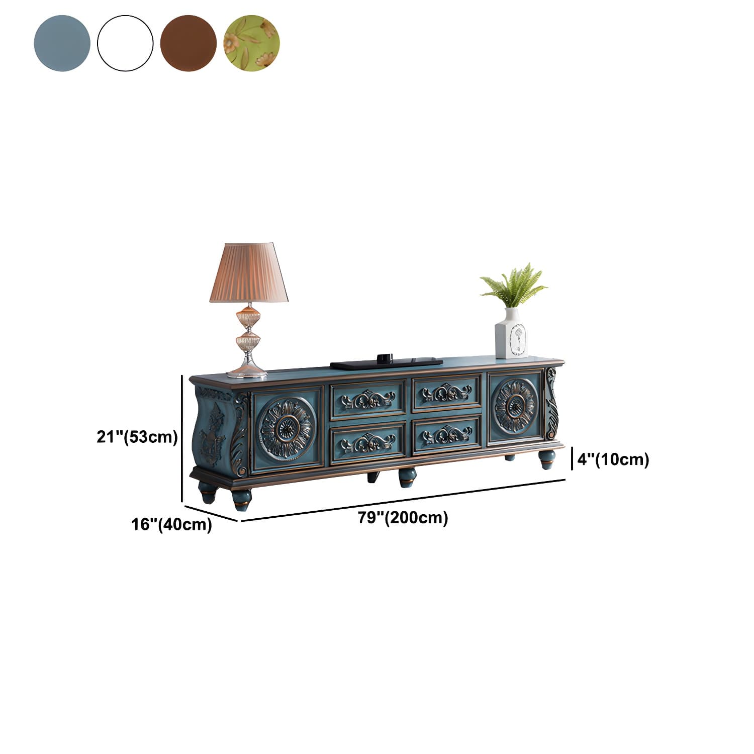 Traditional Rubberwood Media Console Matte Finish TV Media Stand with Drawers - image 17
