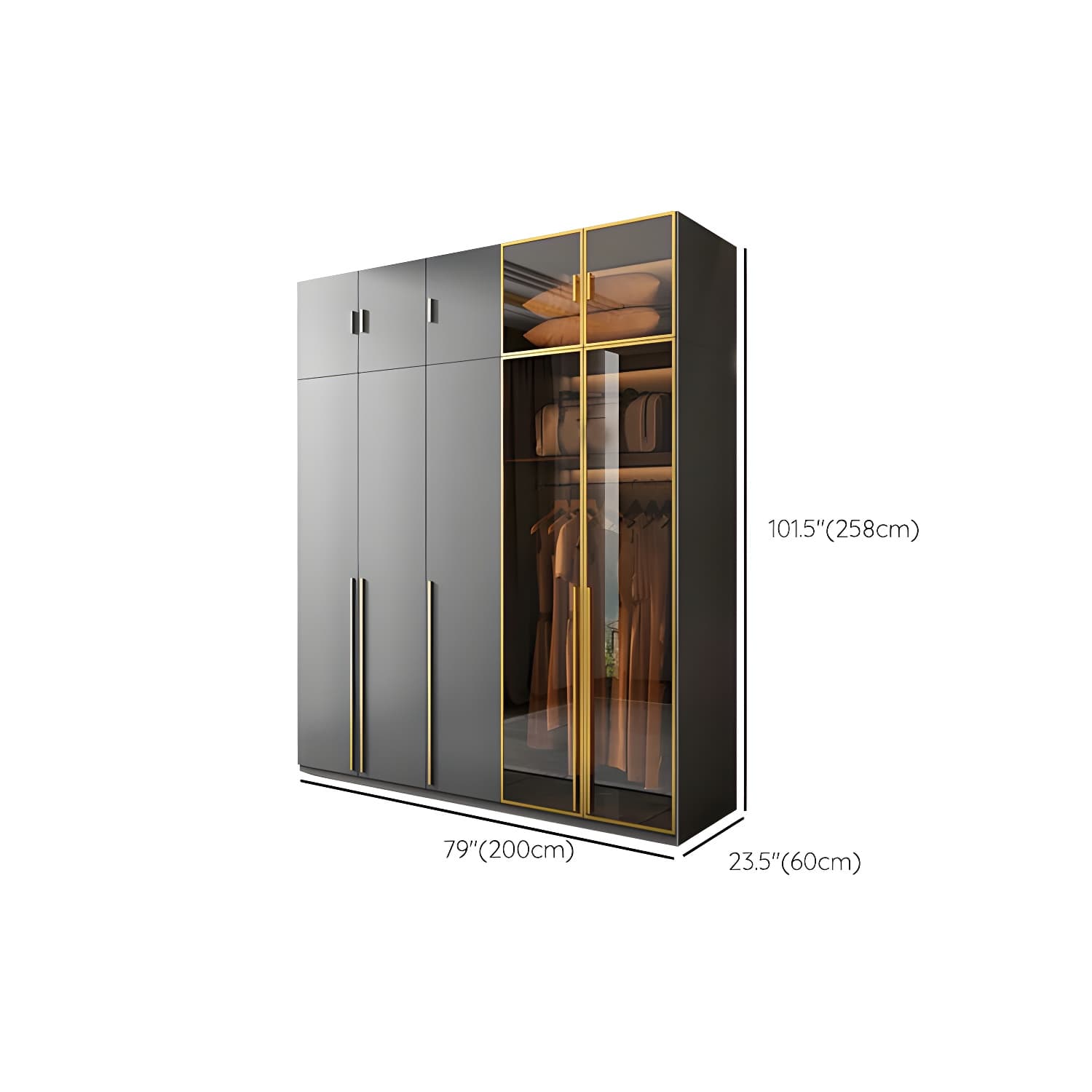 Modern Glass Wardrobe Wardrobe Armoire Wardrobe Cabinet for Home - image 28