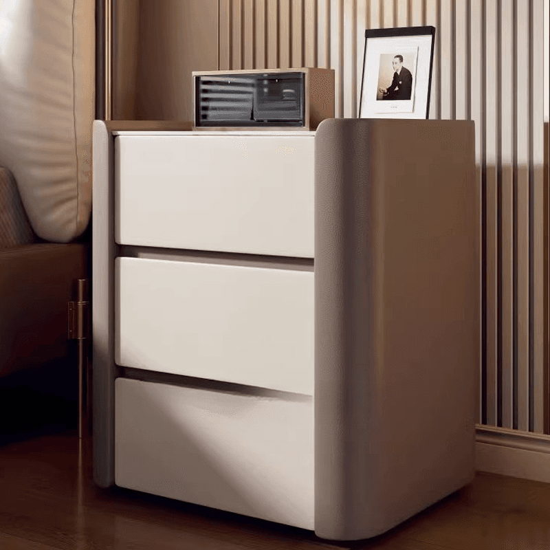 Organic Modern Stone Countertop Bedside Cabinet Nightstand with 3 Drawers - image 7