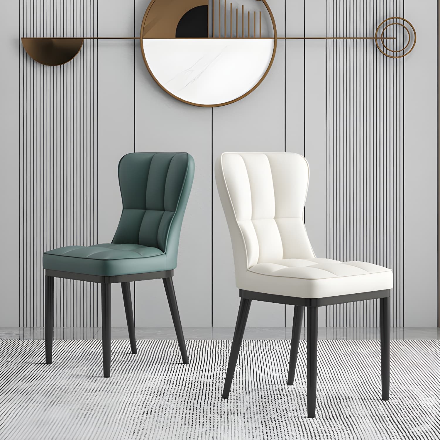 Wingback Faux Leather Side Chair with Standard Back Heights and Metal Legs in Kitchen & Dining - image 8