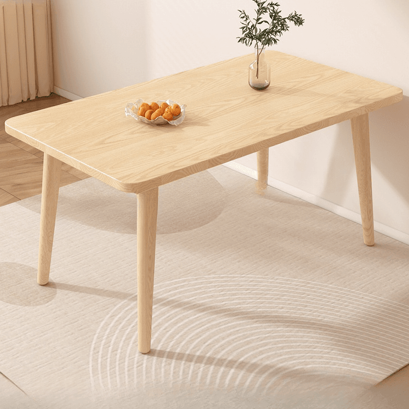 Dining Table Set with Rectangular Recycled Wood Fixed Table and Padded Chair Back in White/Auburn/Unfinished - image 3