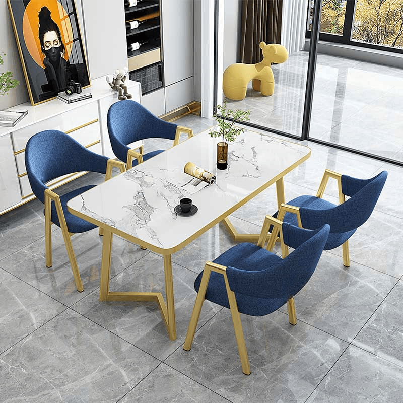 Luxurious Dining Table Set with Recycled Wood Top and Sleighing Base - image 3