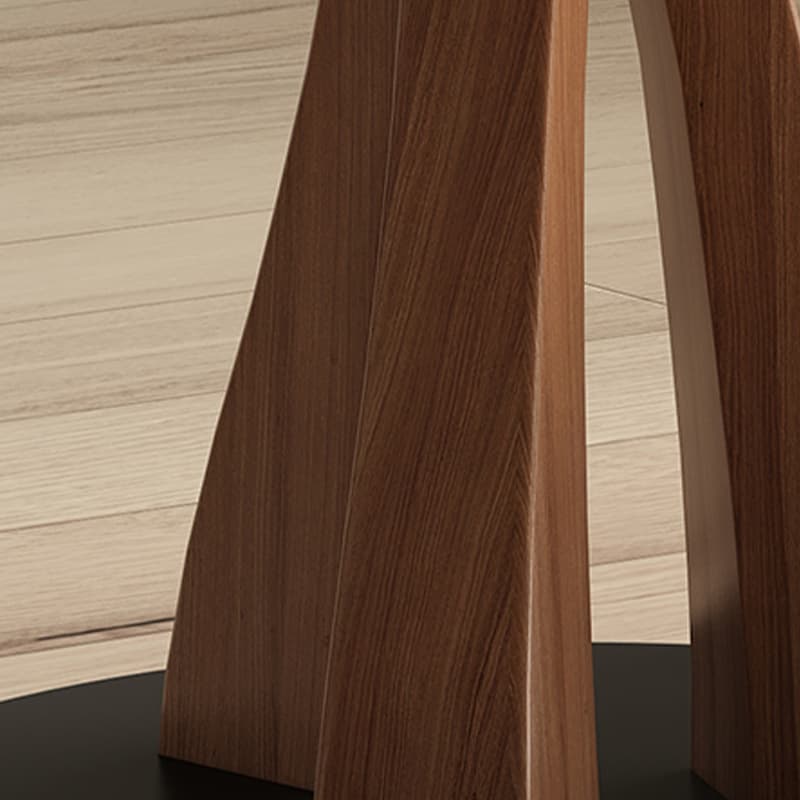 White Stone Round Modern Dining Table with Ash Wood Pedestal Base - image 7