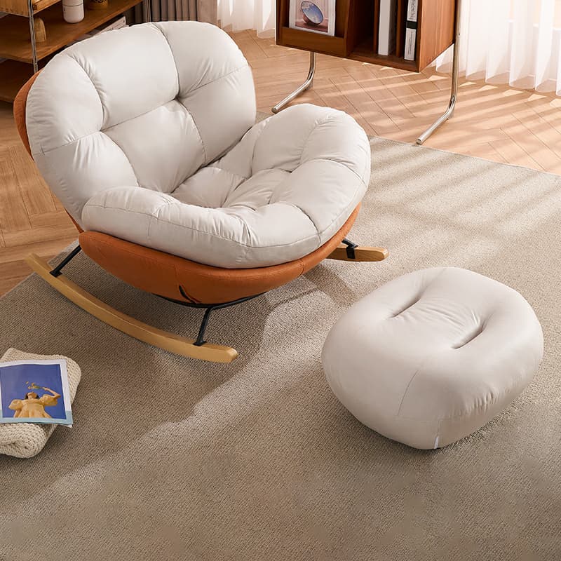 Chic Upholstered Small Rocking Chair in Natural Wood with Tufted Back and Stylish Modern Design - image 4