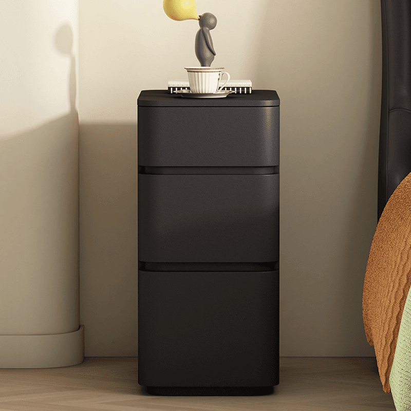 Minimalist Drawer Storage Nightstand with 3 Drawers and Artificial Leather Countertop - image 6