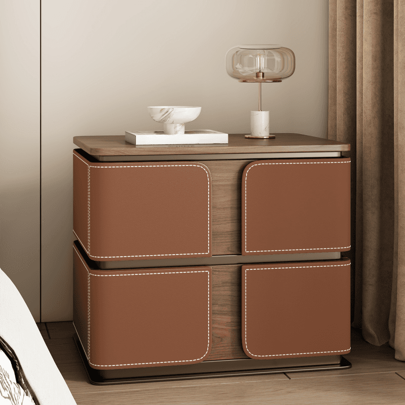 Art Deco Nightstand With Drawer Organization with 2 Drawers and Lumber Countertop - image 6