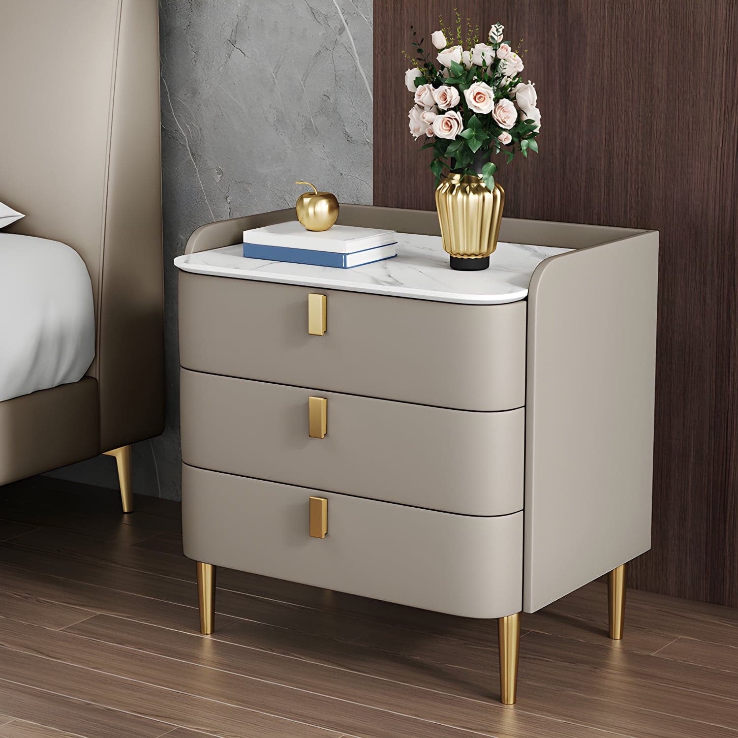 Contemporary Drawer Storage Bed Nightstand Wooden Night Table for Bedroom - image 5
