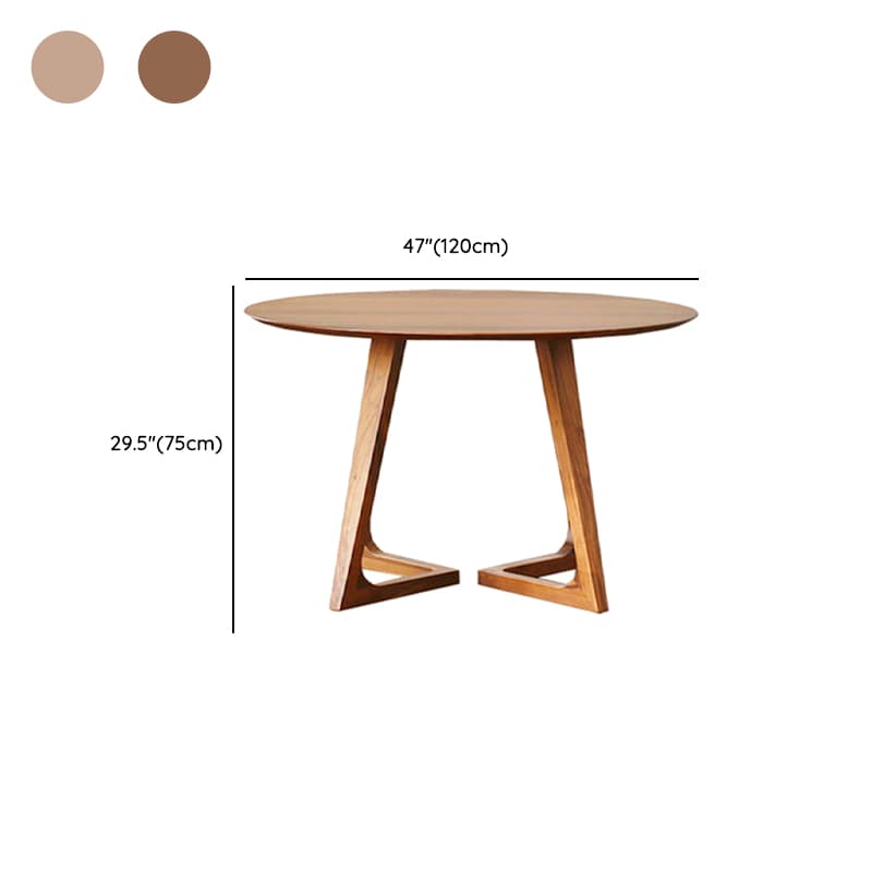 Minimalist Coffee Wood/Neutral Wood Tone Sleighing Dining Table Set with Round Solid Wood Table and Upholstered Chairs - image 12