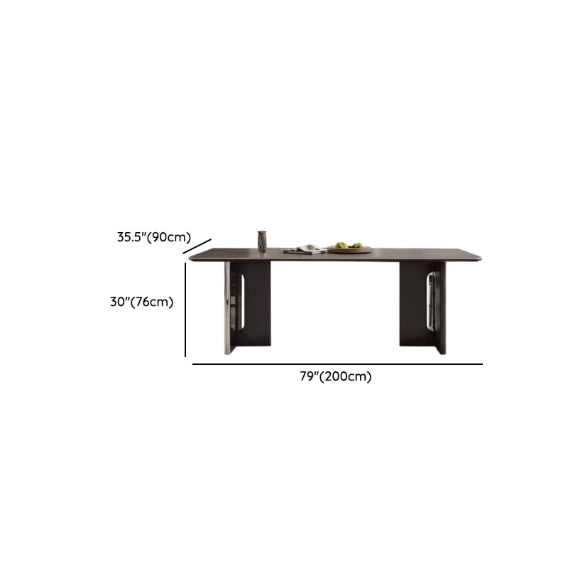 Dining Table Set with Slate Top and Two-sided Pedestal, Fixed Table, Padded Chair with Back, 5-piece in Dove Grey - image 12