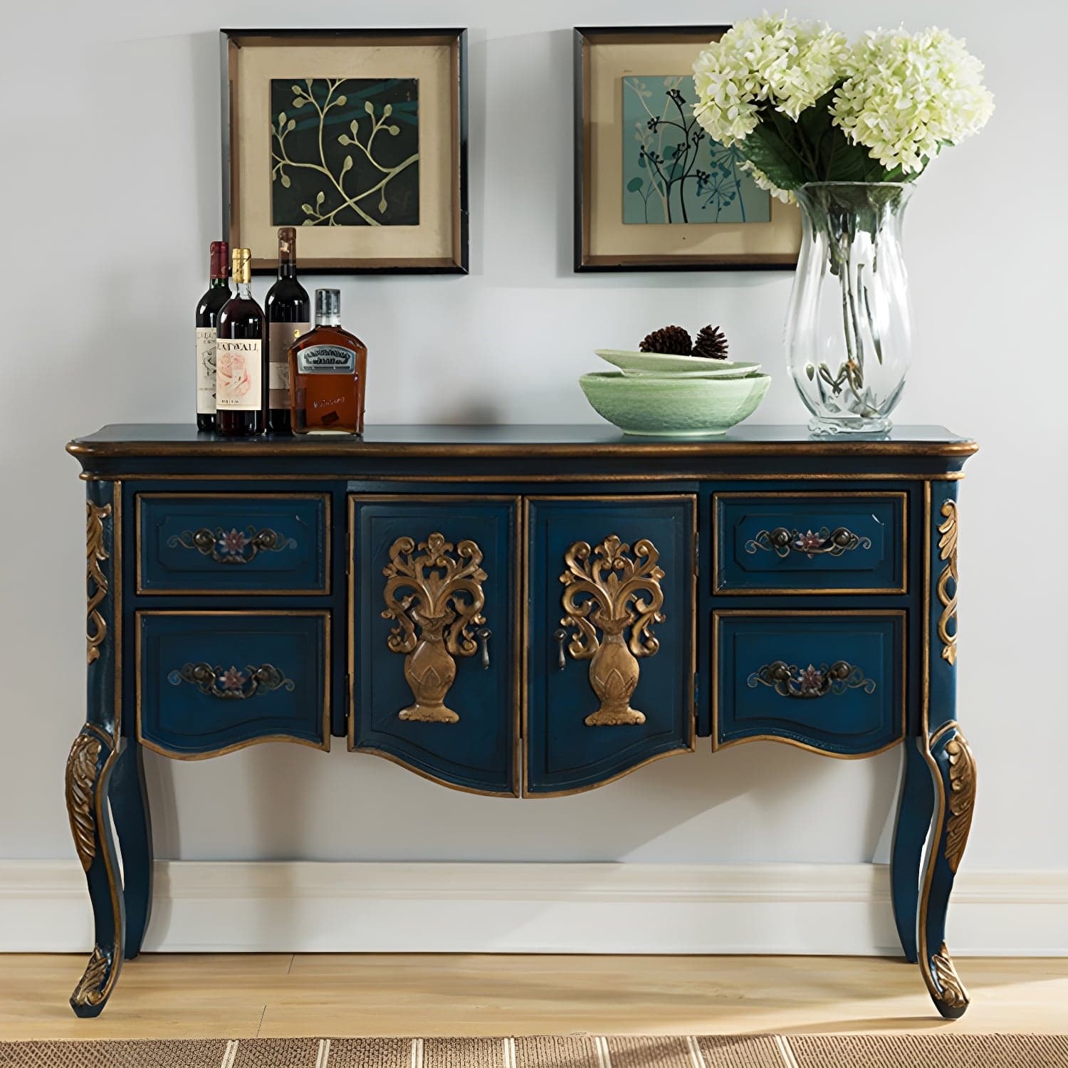 Solid Wood 35.4" Tall 2 - Door Accent Cabinet, Industrial Accent Cabinet with 4 Drawers - image 3