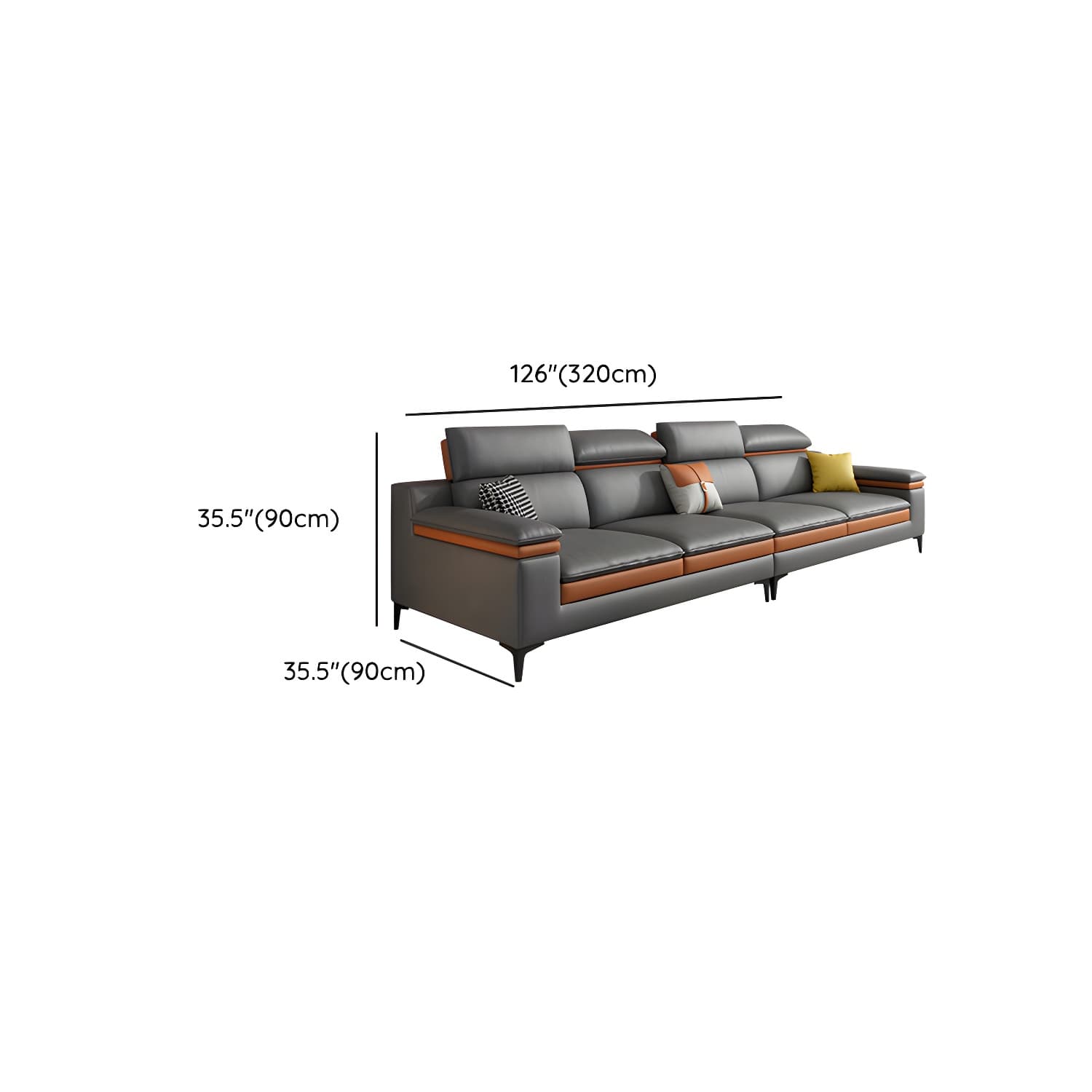 Modern Gray Tech Cloth Sectional Sofa with Adjustable Headrest - image 13