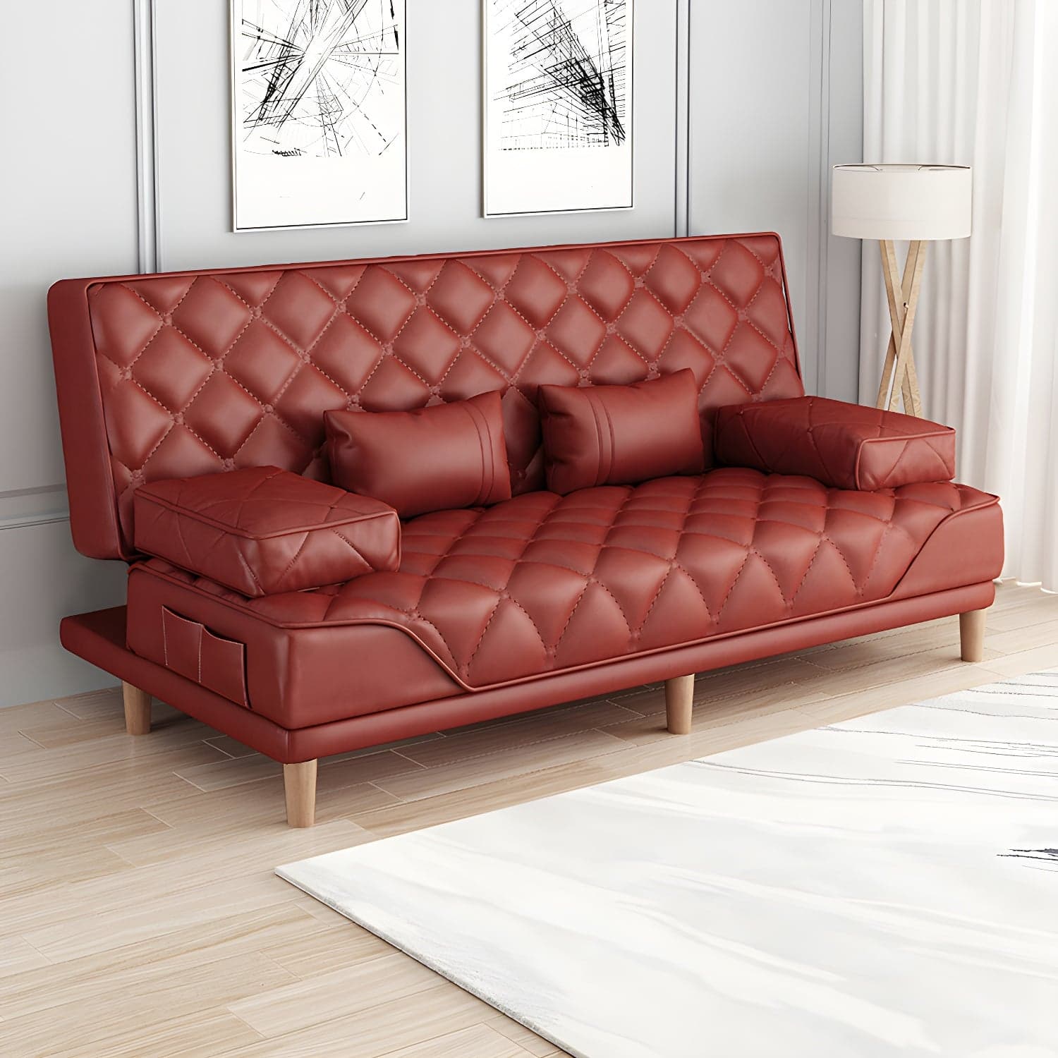 Contemporary Tight Back Convertible Sofa and Chaise with Pillow Top Arm - image 7