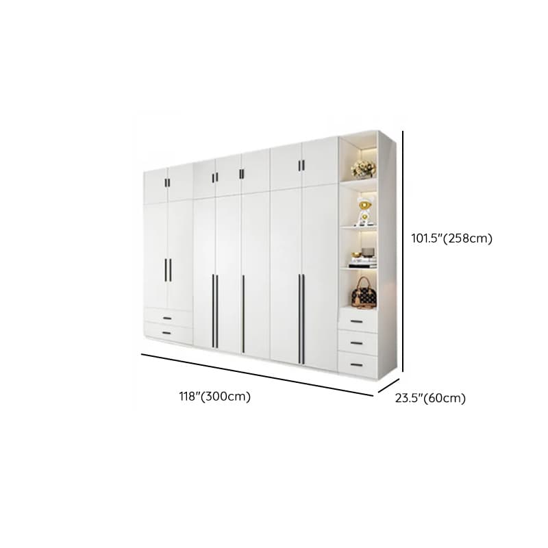White Lumber Detached Wardrobe Closet with Soft Close Drawer, Door, Interior Shelves, and Clothing Rod - image 59