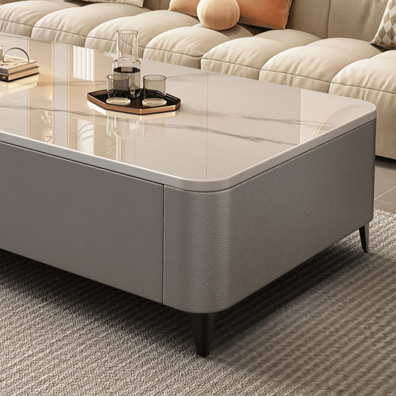 Rectangular Calfskin Accent Table with 2 Drawers - image 8