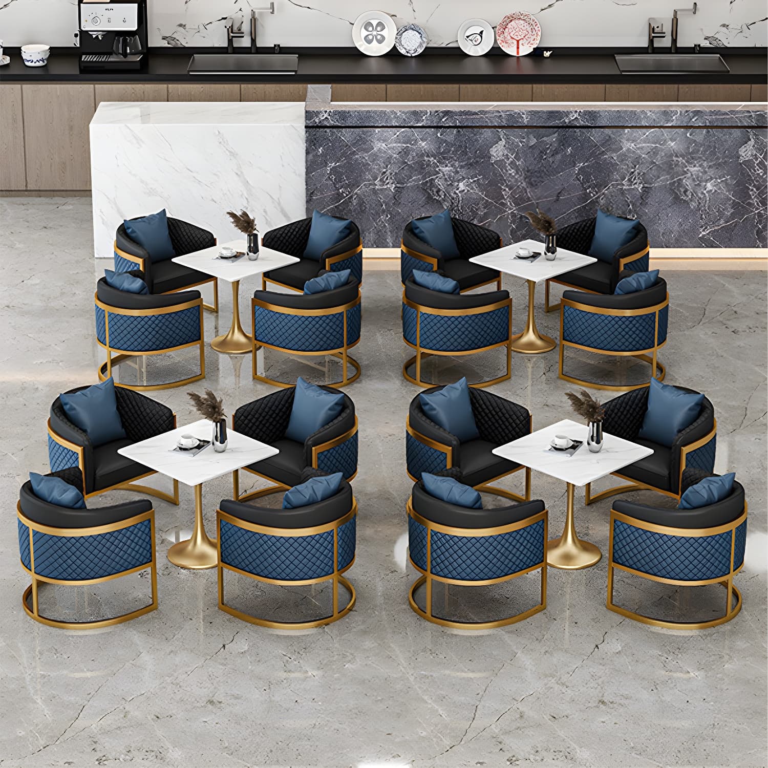Golden Base Dining Table Medieval Modern Style Stone Table for Indoor - image 4