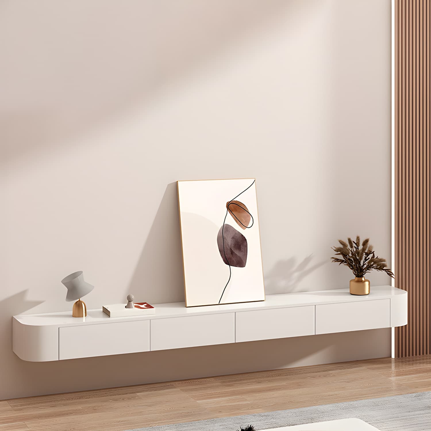 Contemporary Wall Mount TV Console with Wooden Drawer for Living Room - image 4