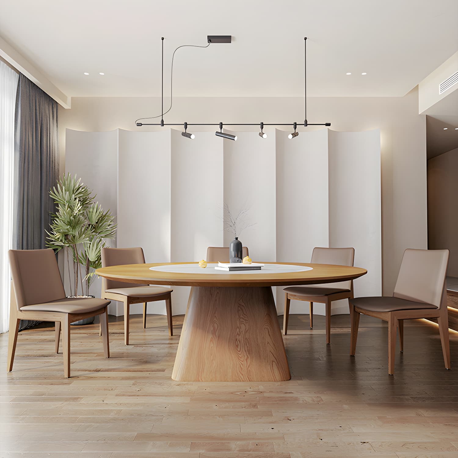 Contemporary Sintered Stone Table Round Table Set 1/6/8/9/12 Pieces Dining Set - image 11