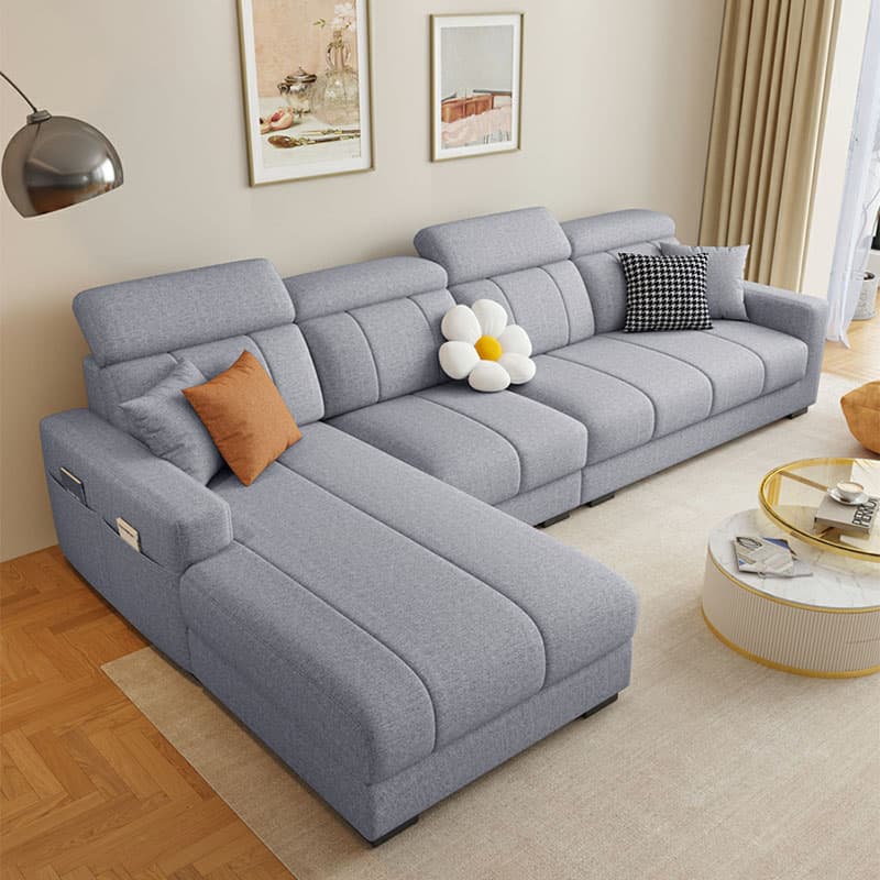 Modern Style L-Shape Sofa Recliner with Storage and Recessed Arm - image 5