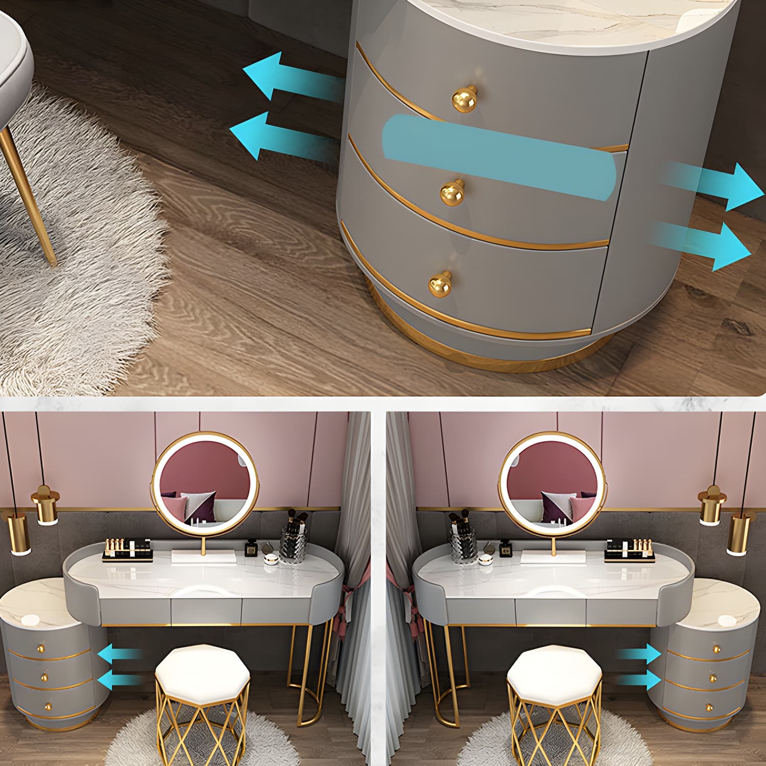 Glam Dressing Table Storage Box with Makeup with Drawers for Bedroom - image 10