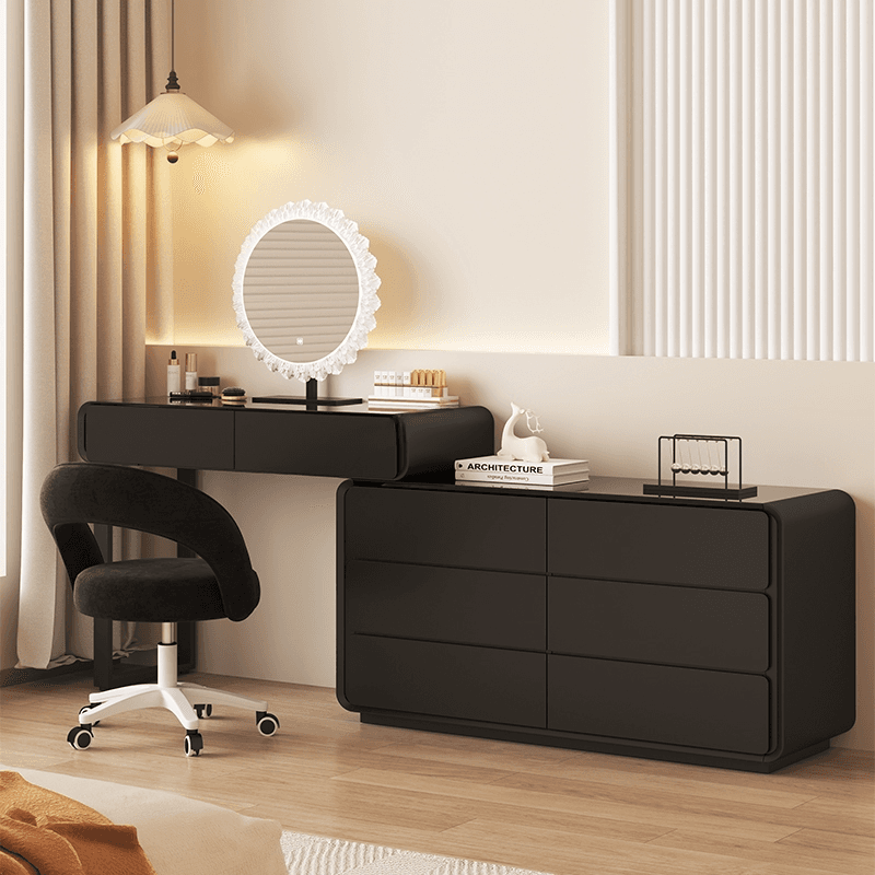 Vanity Set in Matte Black with Lighting and Scalable Features