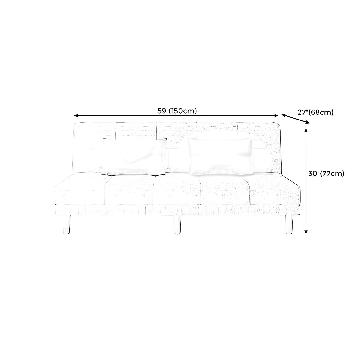 Armless Tight Back Bed Settee Cotton Blend and Faux Leather Sofa Bed - image 21