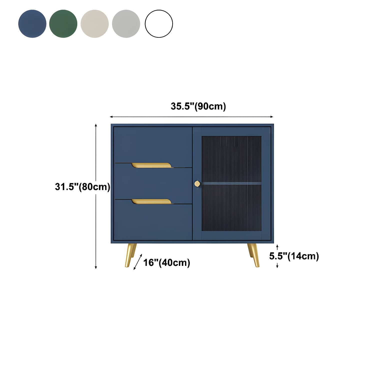 3-Drawer Engineered Wood Sideboard Modern Glass Doors Cabinets Credenza for Living Room - image 16