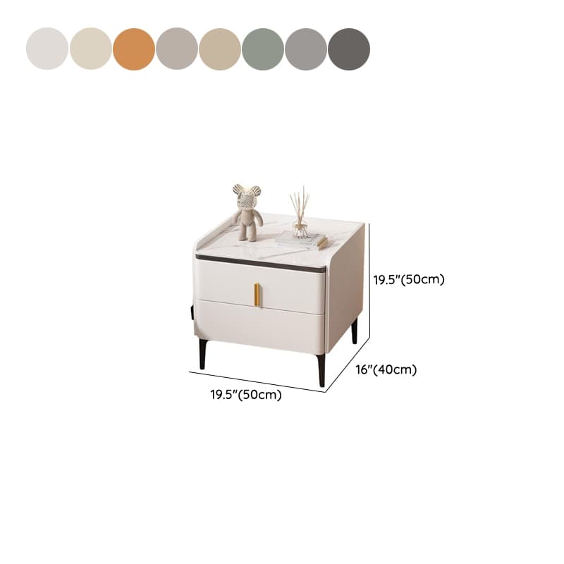 Minimalist 2 Tiers Drawer Storage Bedside Table with Faux Marble Countertop - image 18