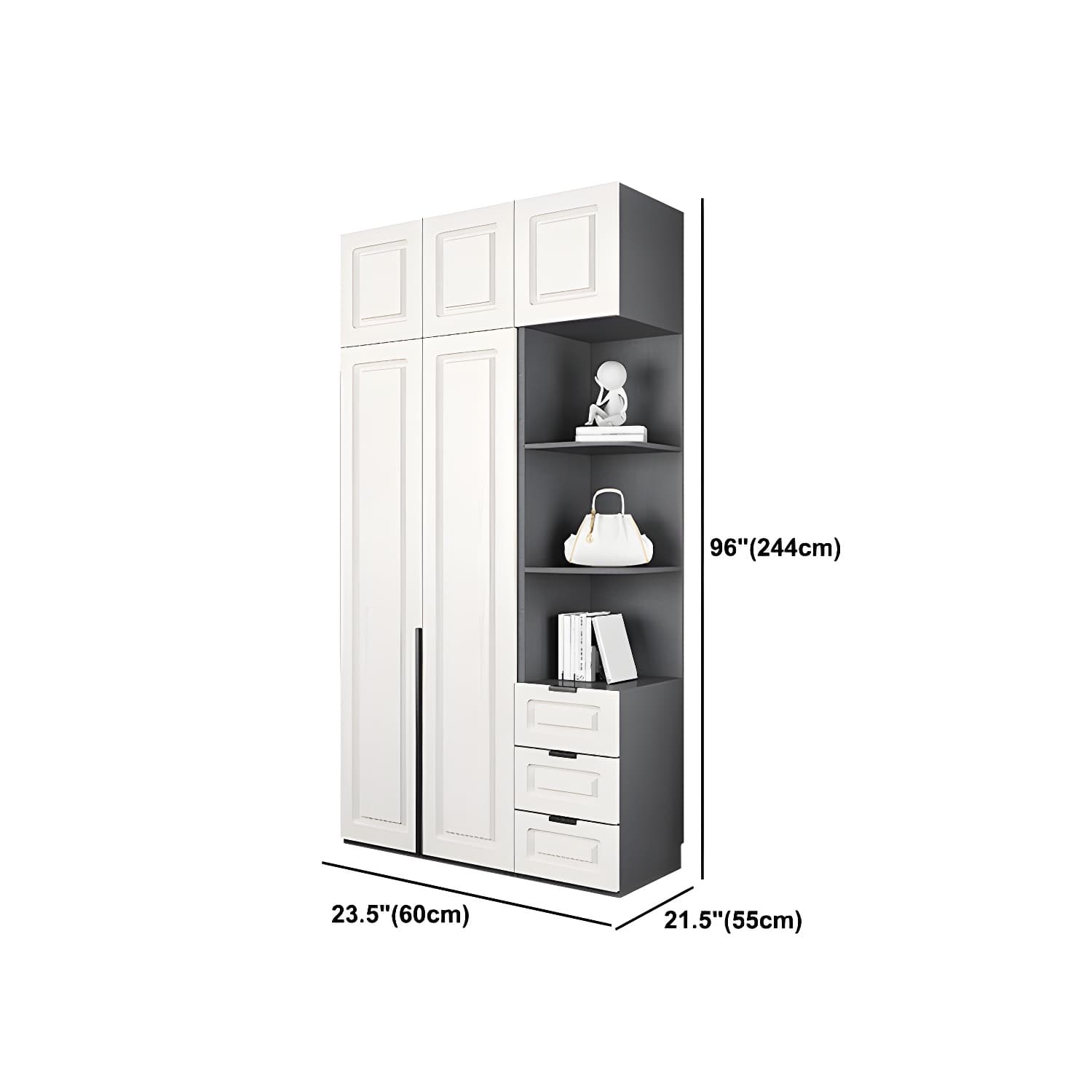 Modern Style Wooden Wardrobe Soft Close Door Wardrobe Closet with Drawer - image 30