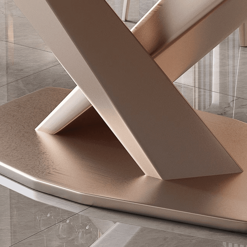 Modern Rectangle Slate Dining Table Set with Pedestal Base and Fixed Mechanism - image 8